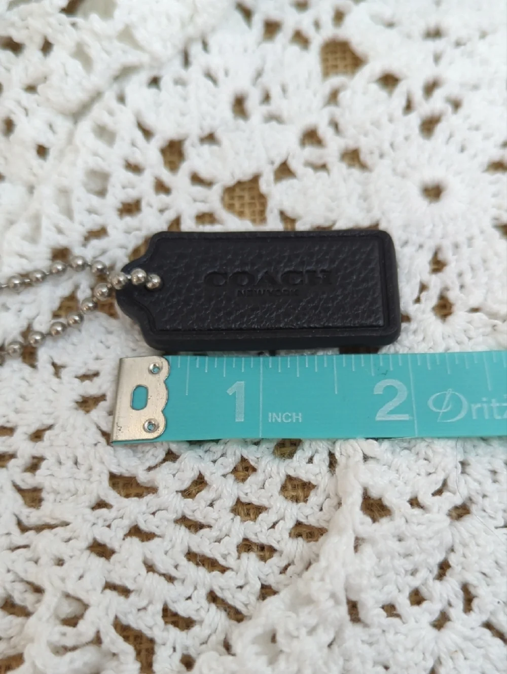 Coach Pebbled Leather Hang Tag with Ball Chain